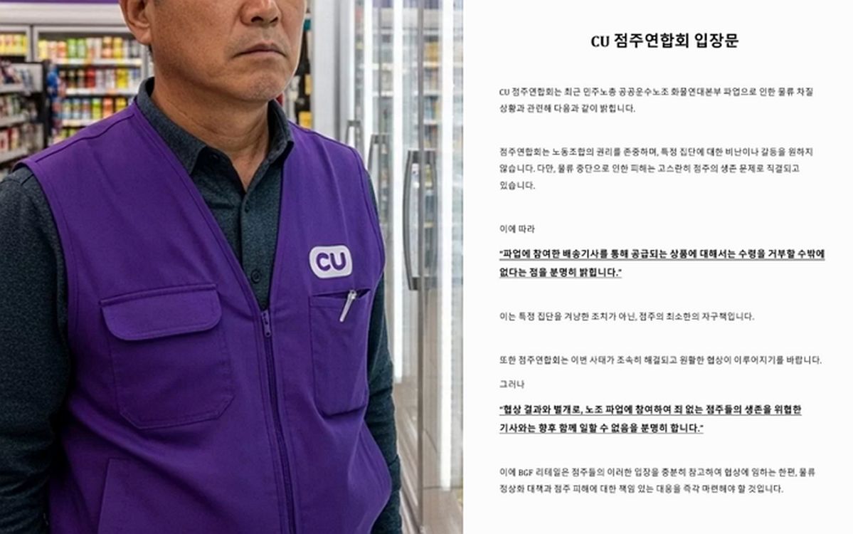 “상품 수령 거부할 것”... CU 점주들, 화물연대 ‘보이콧’ 선언
