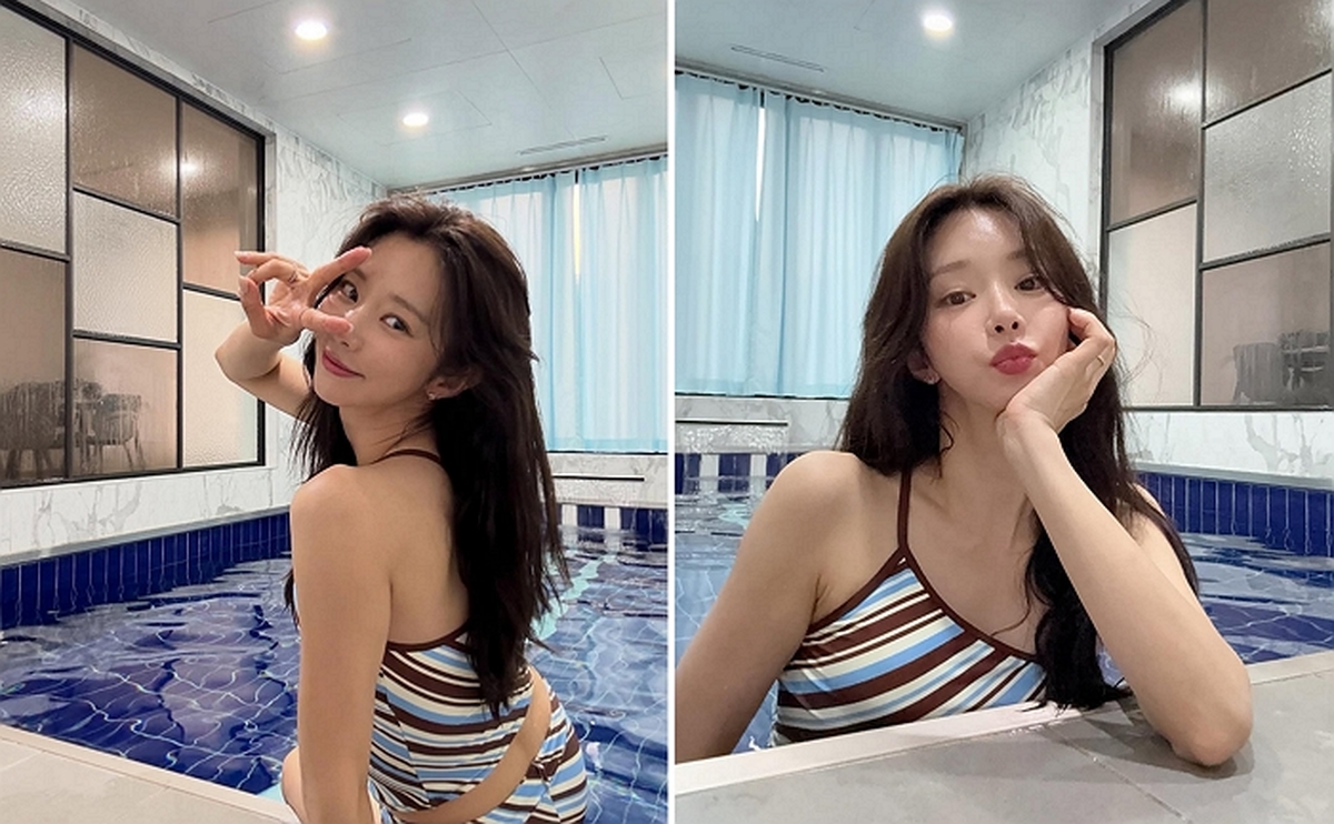 이주빈, 군살 하나 없는 수영복 자태 공개... '한줌 허리' 눈길