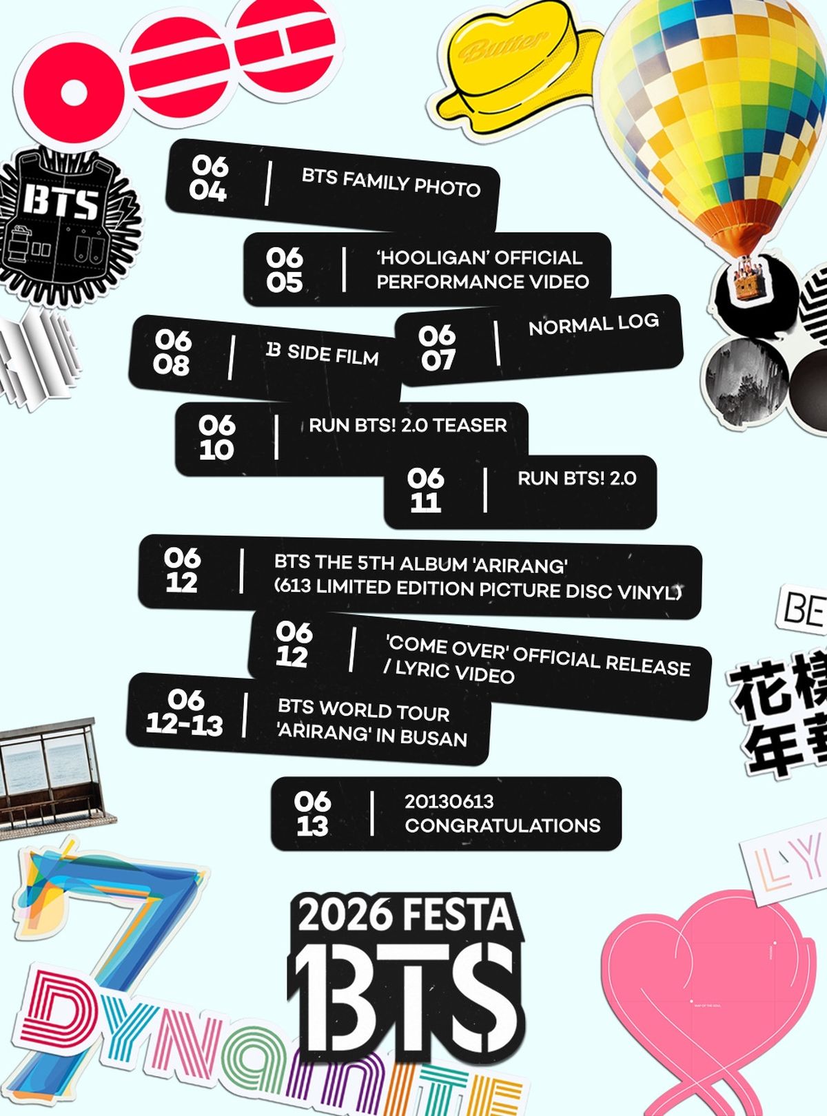 방탄소년단, 데뷔 13주년 축제 ‘BTS FESTA’ 개최... 일정 공개