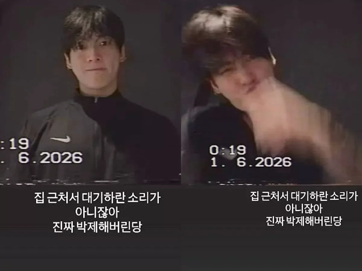 그룹 방탄소년단 멤버 정국이 러닝을 나왔다가 사생팬에게 경고하고 있다. / 사진=정국 SNS
