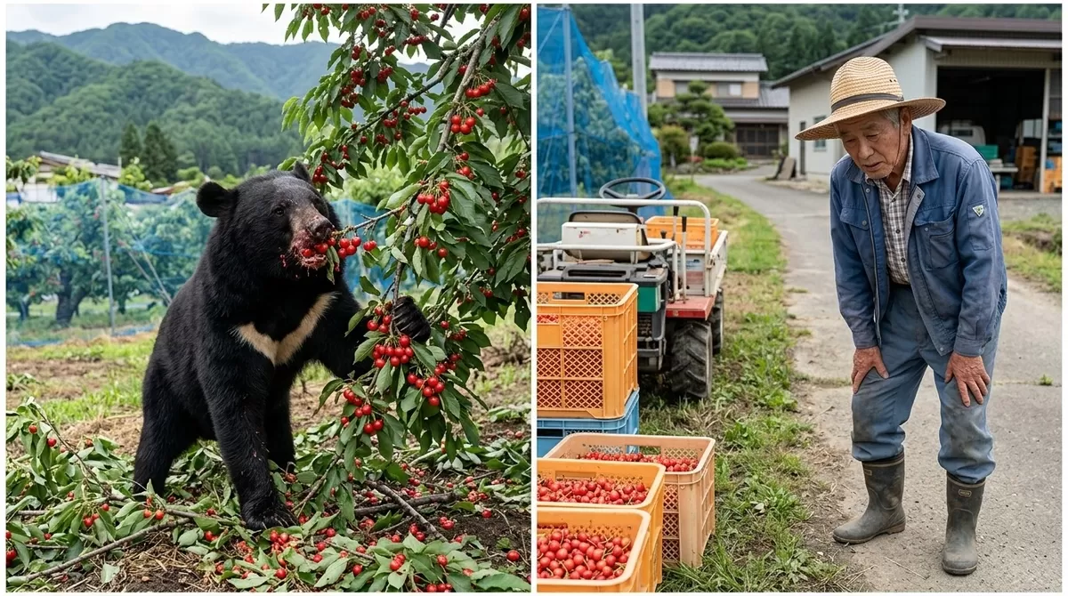 Japan cherry farm bear attack