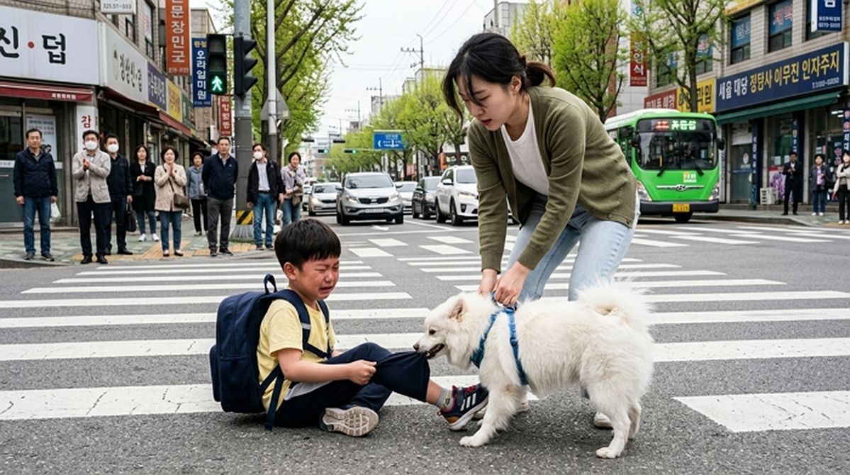 아이 물던 목줄 없는 개 발길질해 구해줬는데... 견주 