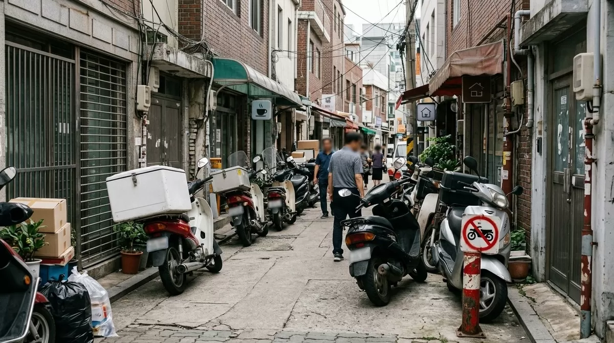 Korean alley illegal parking mot…