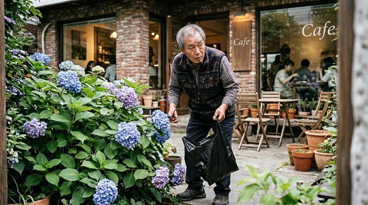 카페 수국 몰래 꺾어가더니... 며칠 뒤 “내가 직접 키운 꽃”이라며 팔러 온 노인