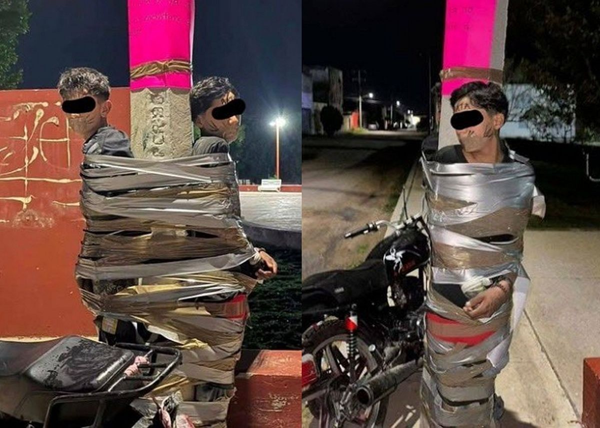 멕시코에 ‘배트맨’ 나타났다... 가로등에 꽁꽁 묶인 오토바이 도둑들