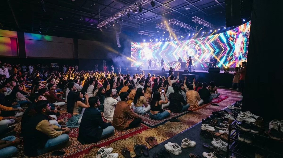 People sitting watching stage