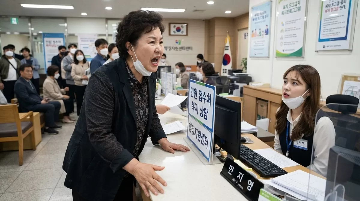 Woman protesting at welfare center