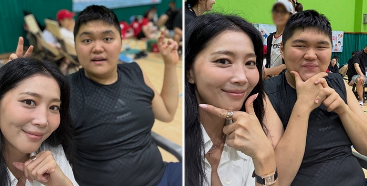 오윤아, 11년만 재혼 발표 후 발달장애 아들과 첫 근황... 미소 활짝