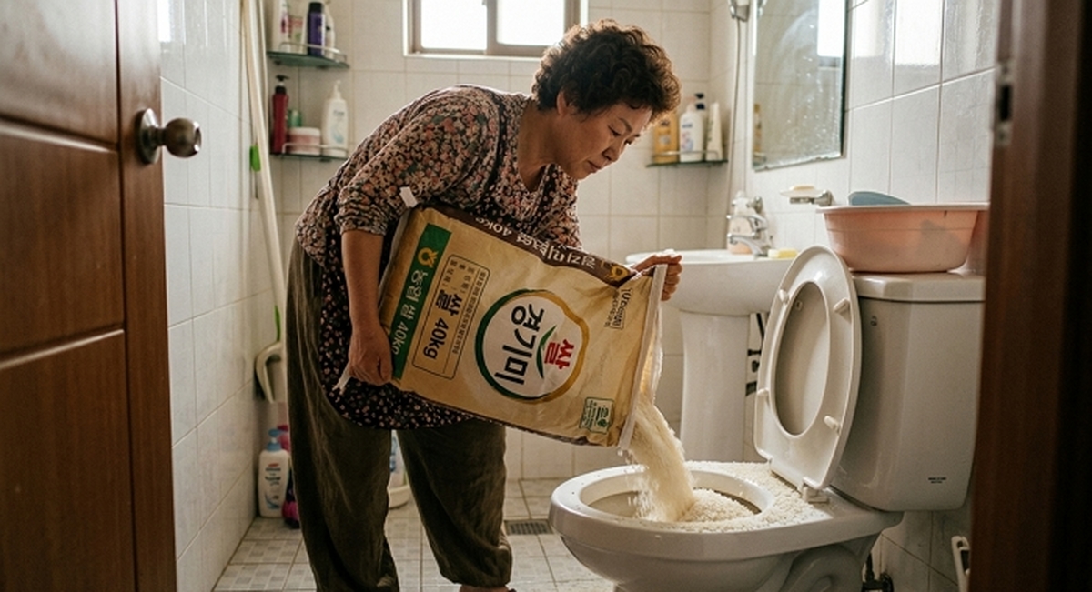 Korean_woman_dumping_rice_toilet_202607280930.jpeg