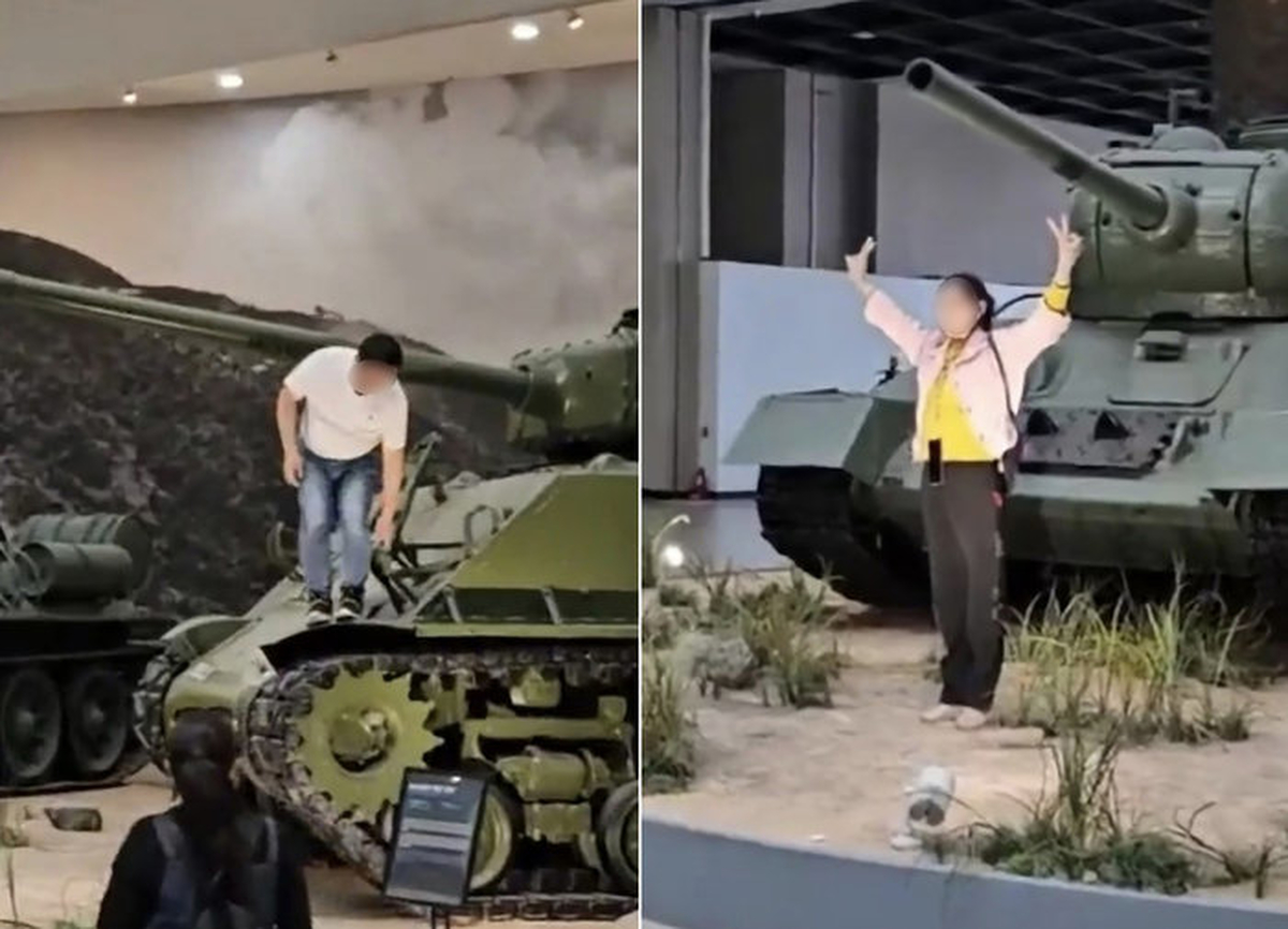 참전용사 기리는 장소인데... 용산 전쟁기념관서 탱크 올라타 인증샷 찍은 중국인들 ‘눈살’