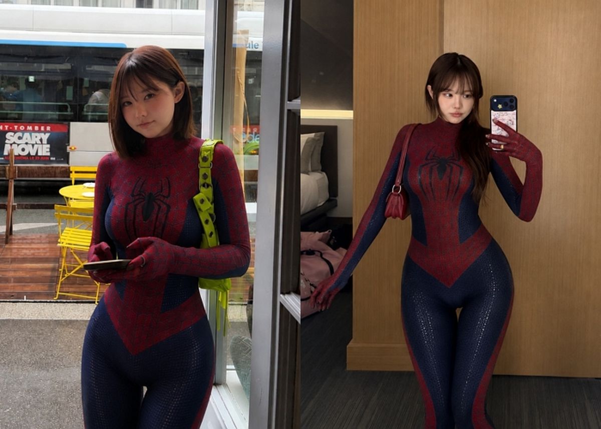 홍영기, 파리서 ‘스파이더 걸’ 변신... 초밀착 코스튬으로 시선 강탈