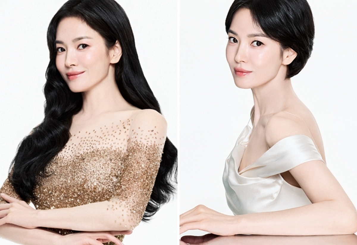 송혜교, 긴머리·단발머리로 완성한 반전 매력... 골드·화이트 드레스 자태
