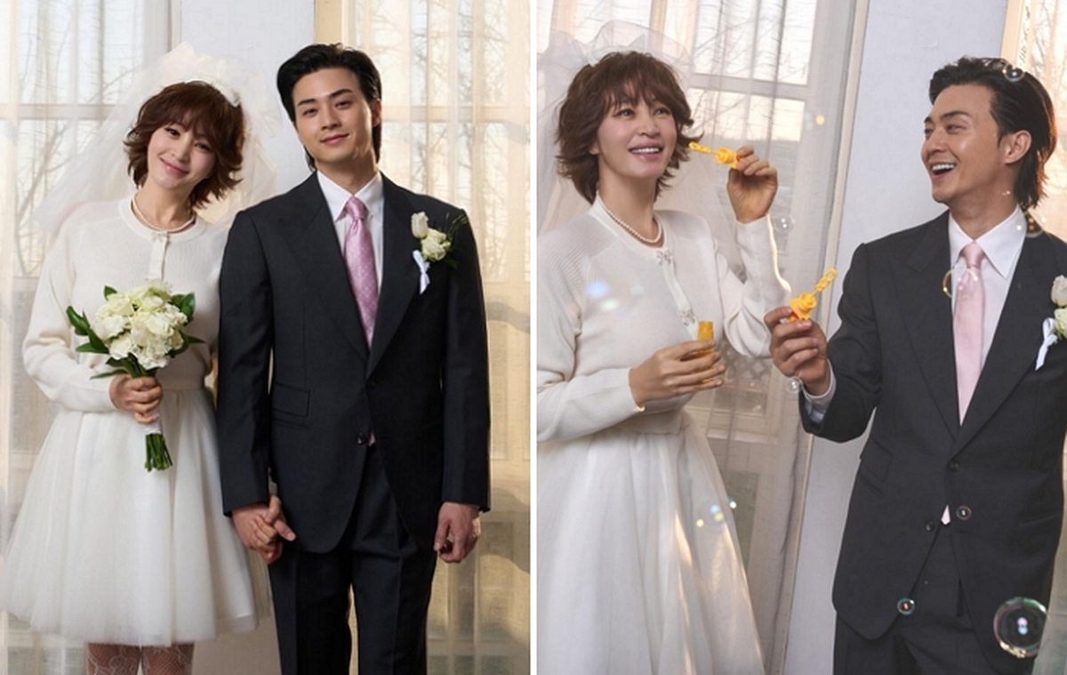김혜수, 11살 연하 김지훈과 ‘현실 부부’ 케미... 웨딩드레스 자태 화제