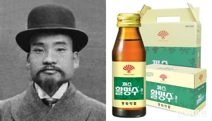 (좌) 민강 동화약품 초대 사장, (우) 동화약품 까스활명수 / 사진 제공 = 동화약품