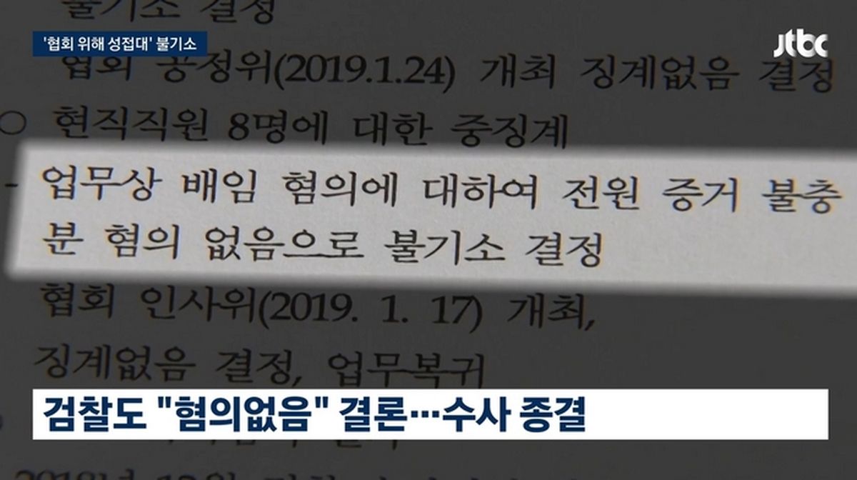 ‘심판 성접대’ 불기소한 검찰...“사익 아닌 협회 이익 위한 행위” 논란