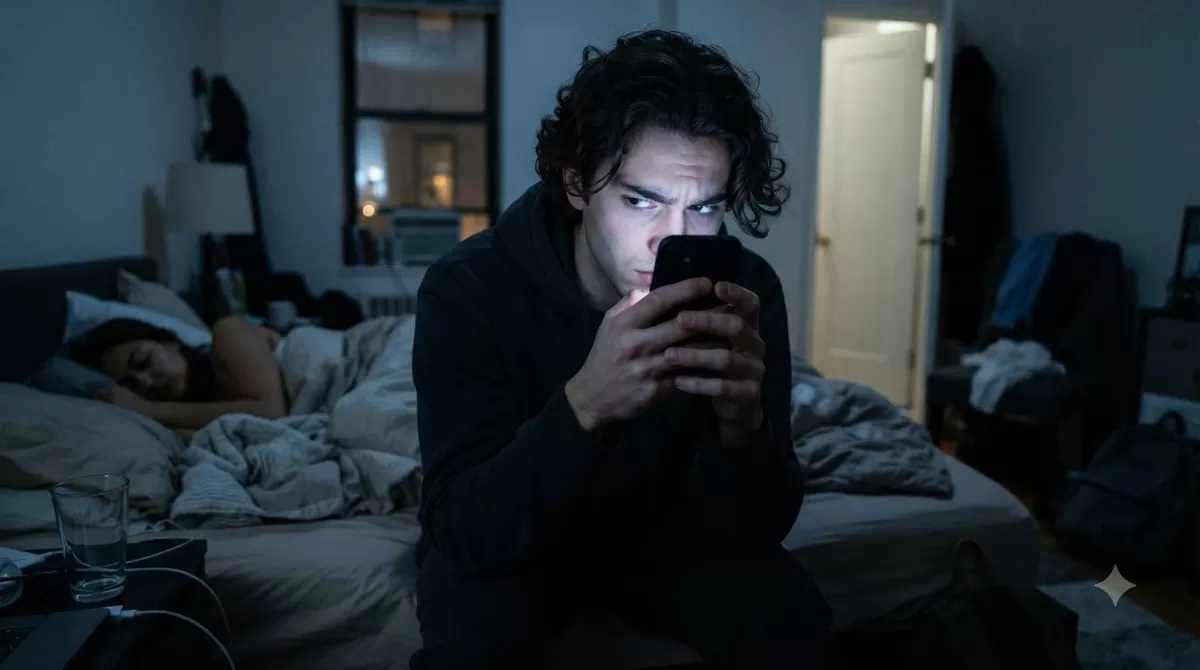 Man messaging on dating app