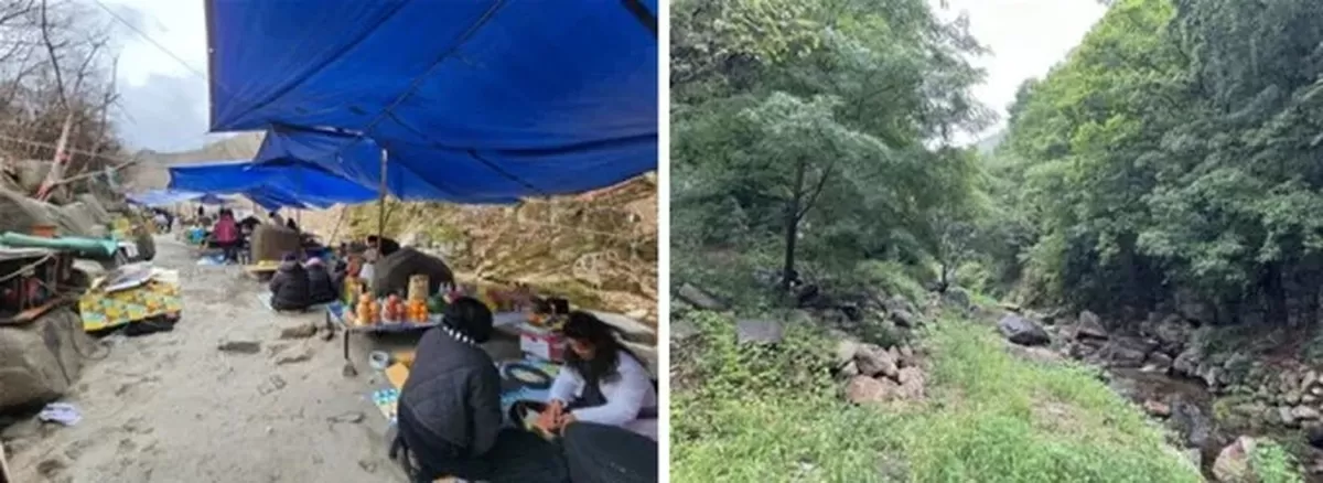 대구 팔공산국립공원 내 도학동 계곡 기도터 철거 전과 후 / 국립공원공단