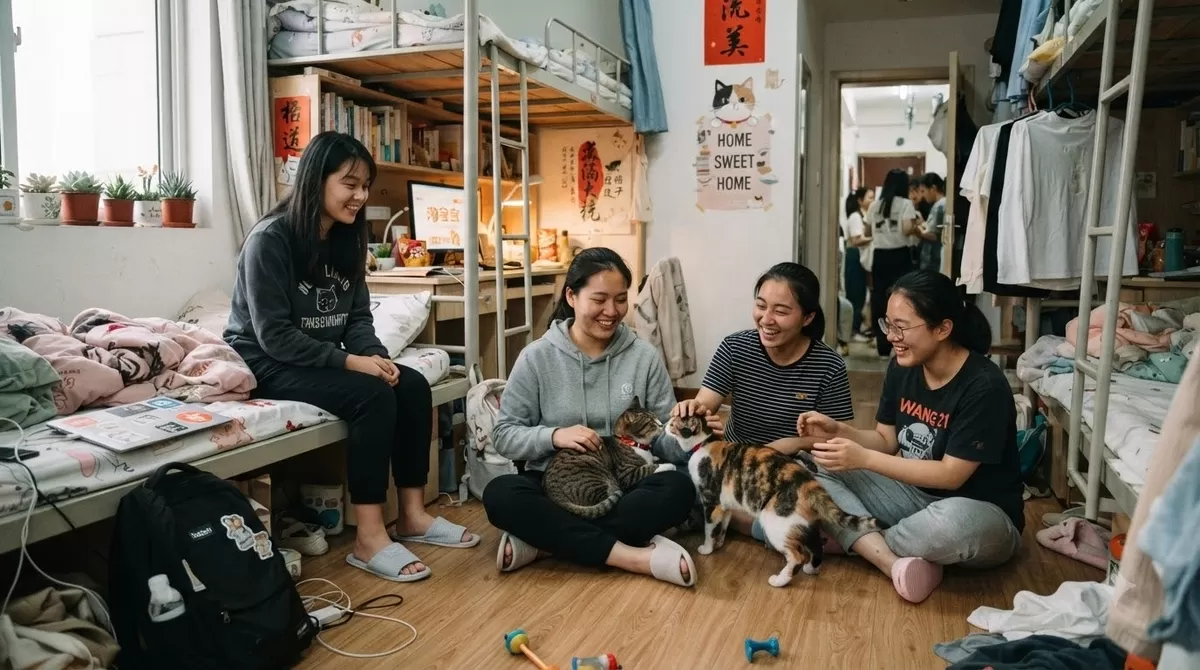 China dormitory pet campus life