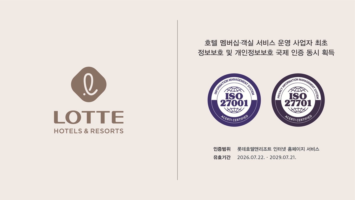 (이미지)롯데호텔앤리조트, ISO 27001∙27701 국제표준 인증 확보.jpg
