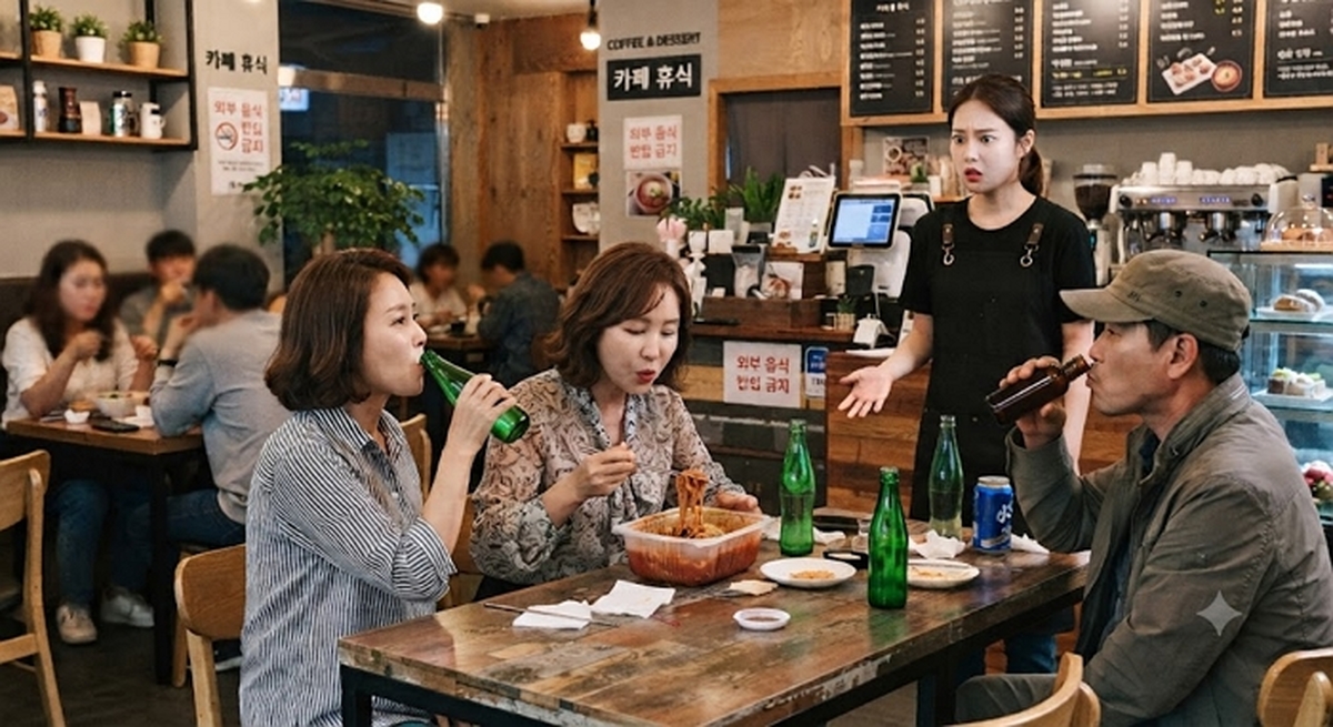 “후루룩 면치기 소리에 경악”... 카페서 주문도 없이 비빔냉면 먹은 손님들