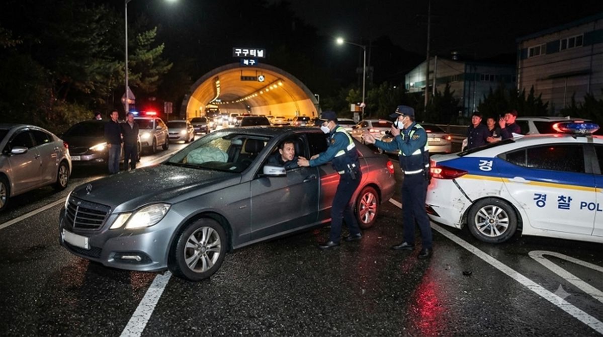 경찰관 들이받고 차량 10대 박살 낸 벤츠... 경찰이 결국 타이어에 실탄 쏴서 제압했다