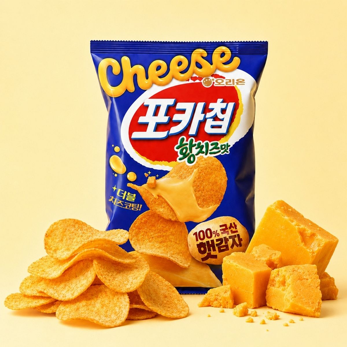 “바삭함+진한 치즈향”... 오리온, 포카칩 최초 ‘더블 치즈 코팅’ 황치즈맛 출시