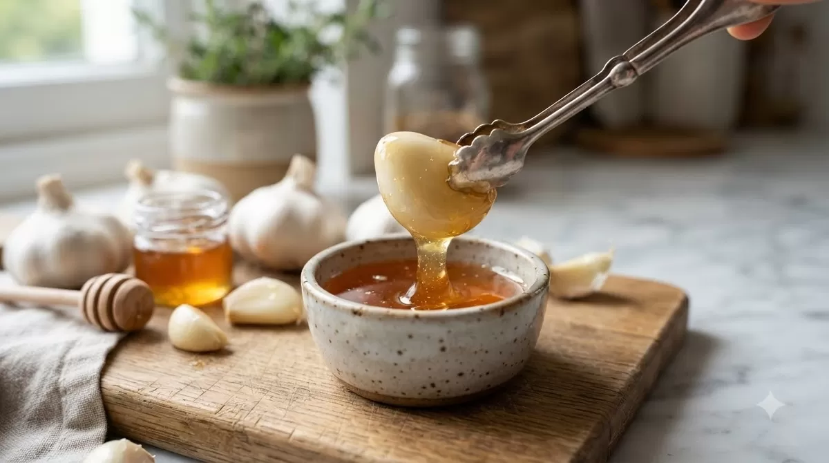 Eating raw garlic with honey