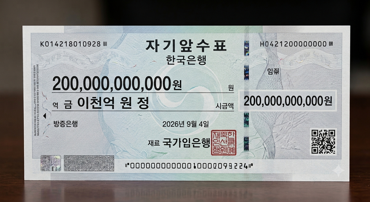 8천억 위조수표 들고 은행 갔다가... 은행원 신고로 현장 검거