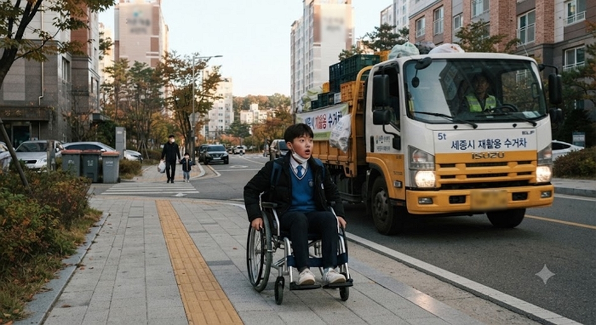 아파트 단지 5t 수거차에 다친 휠체어 중학생... 일상 등굣길에 드러난 안전 공백