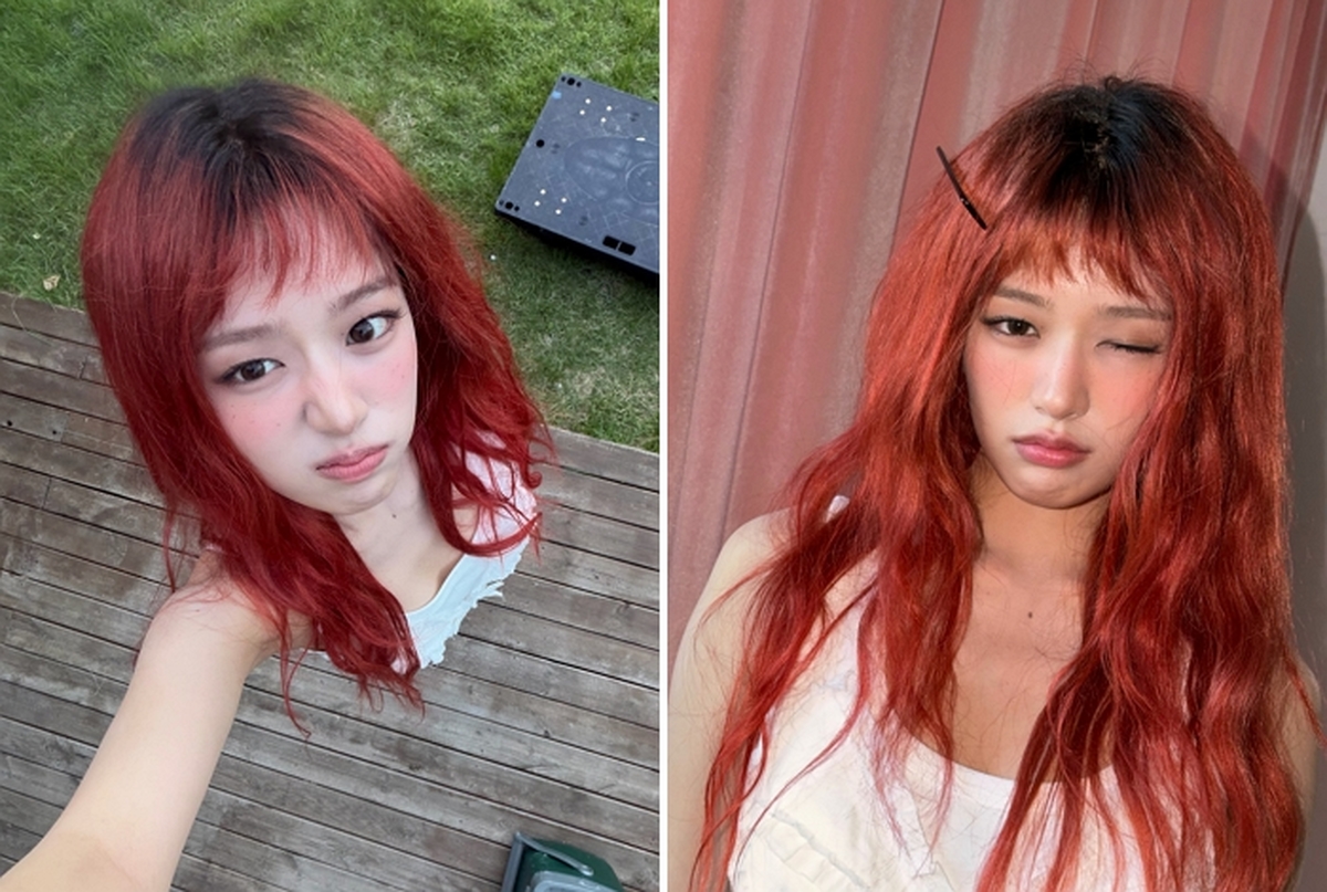 아이브 안유진, 파격 레드 염색으로 ‘인형 비주얼’ 완성