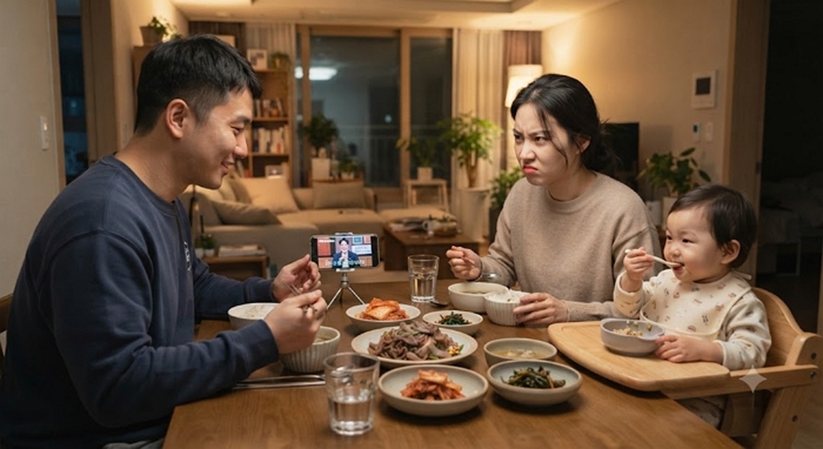 밥 먹을 때도 영상 크게 틀어놓는 남편... 두 살 아이 둔 아내는 결국 폭발했다