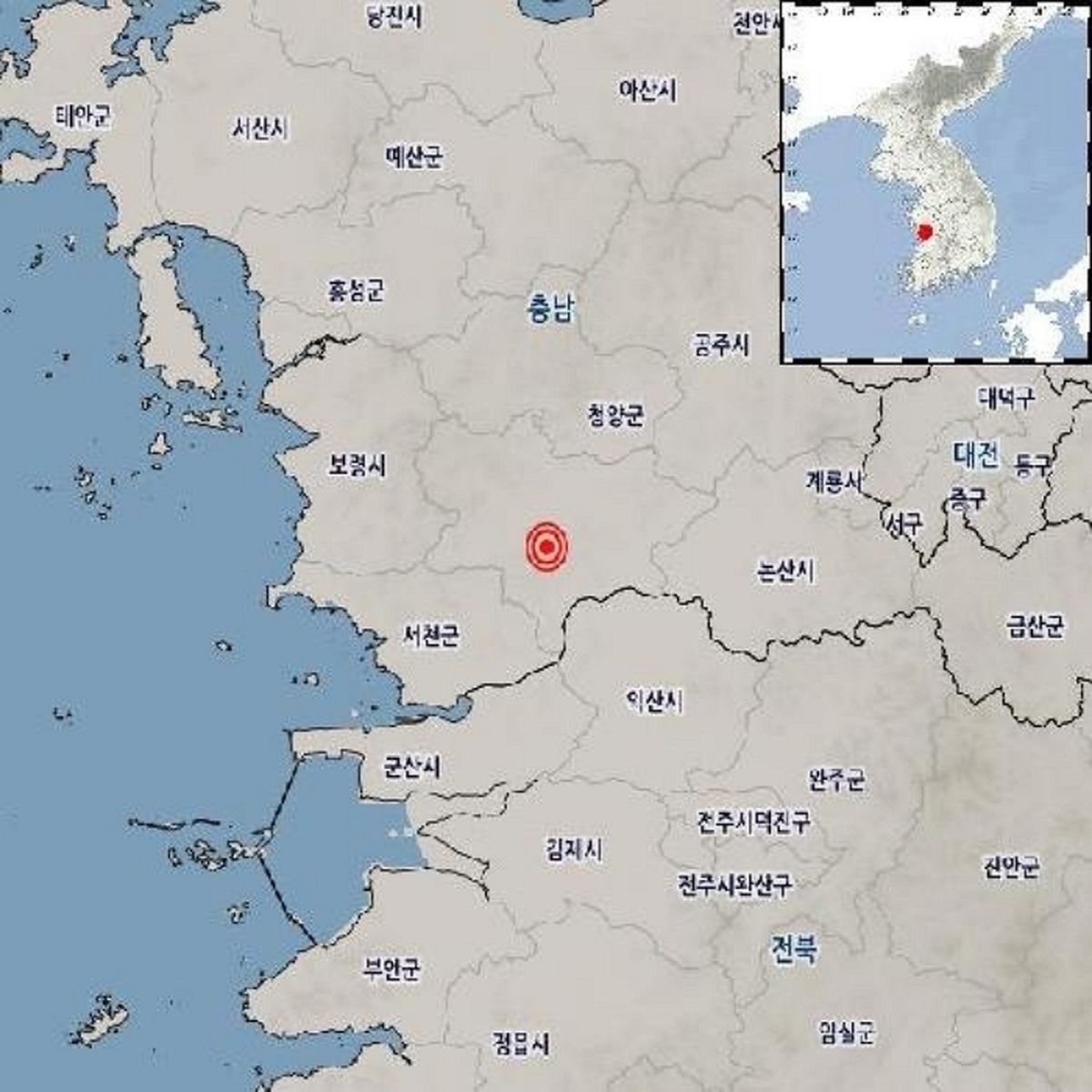 오전 11시28분 부여서 규모 2.6 지진...전북에서도 흔들림 감지됐다