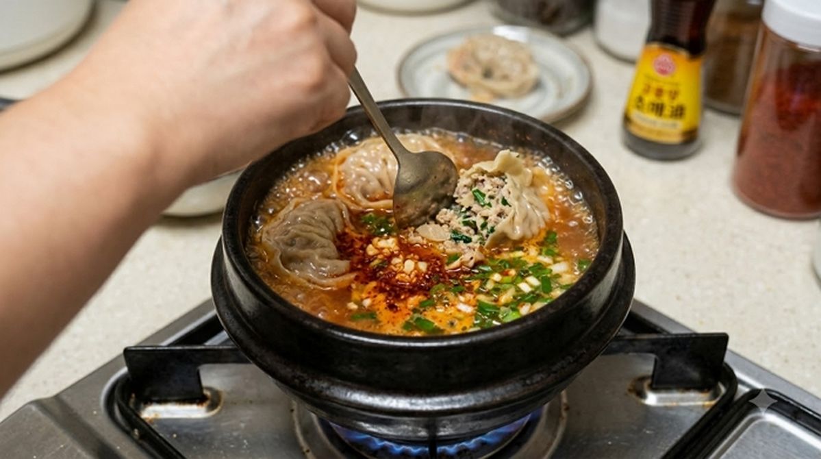 냉동만두 터뜨려 넣으면 10분 만에 녹진한 소고기 육수가 완성됩니다